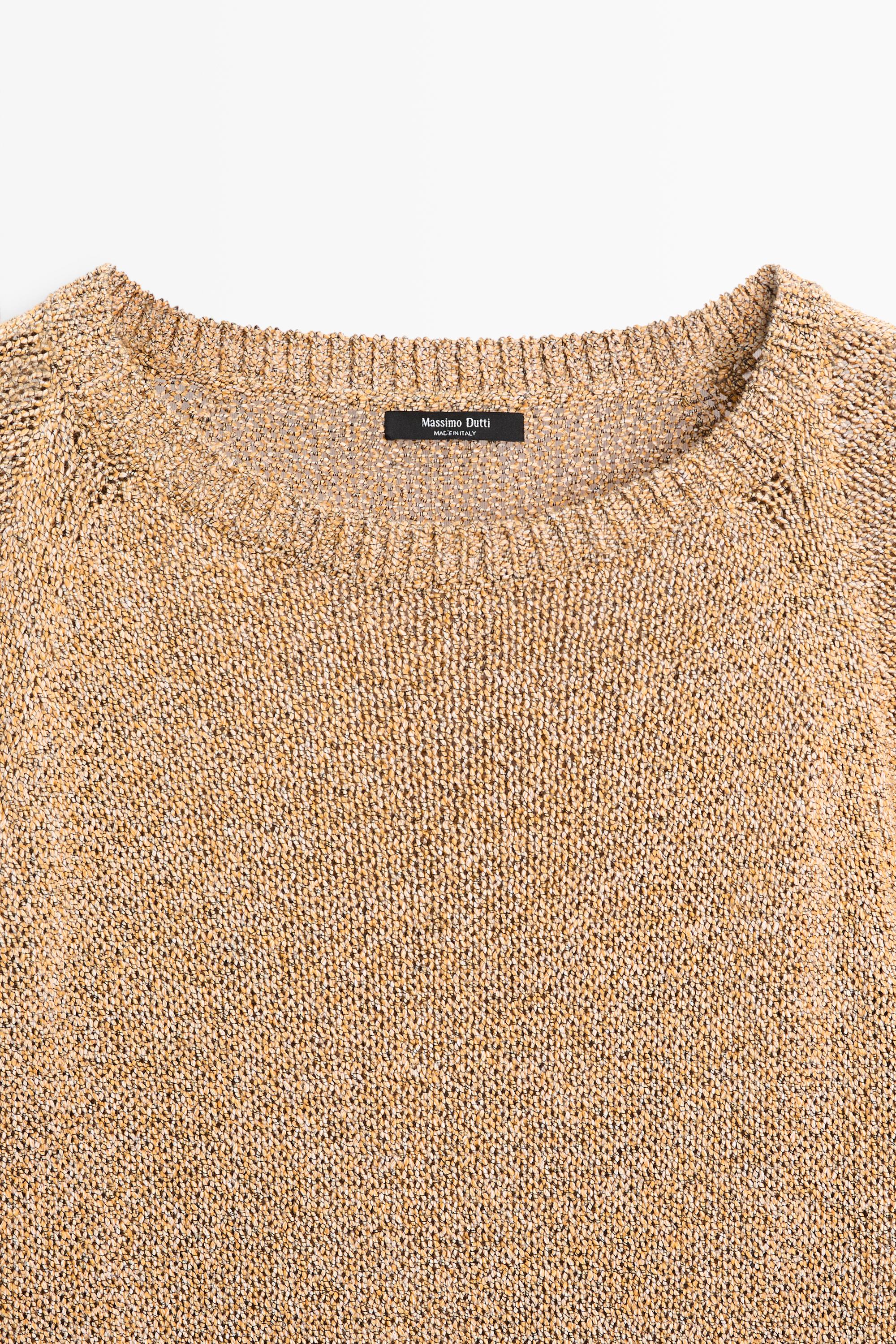 Cotton blend heathered knit sweater